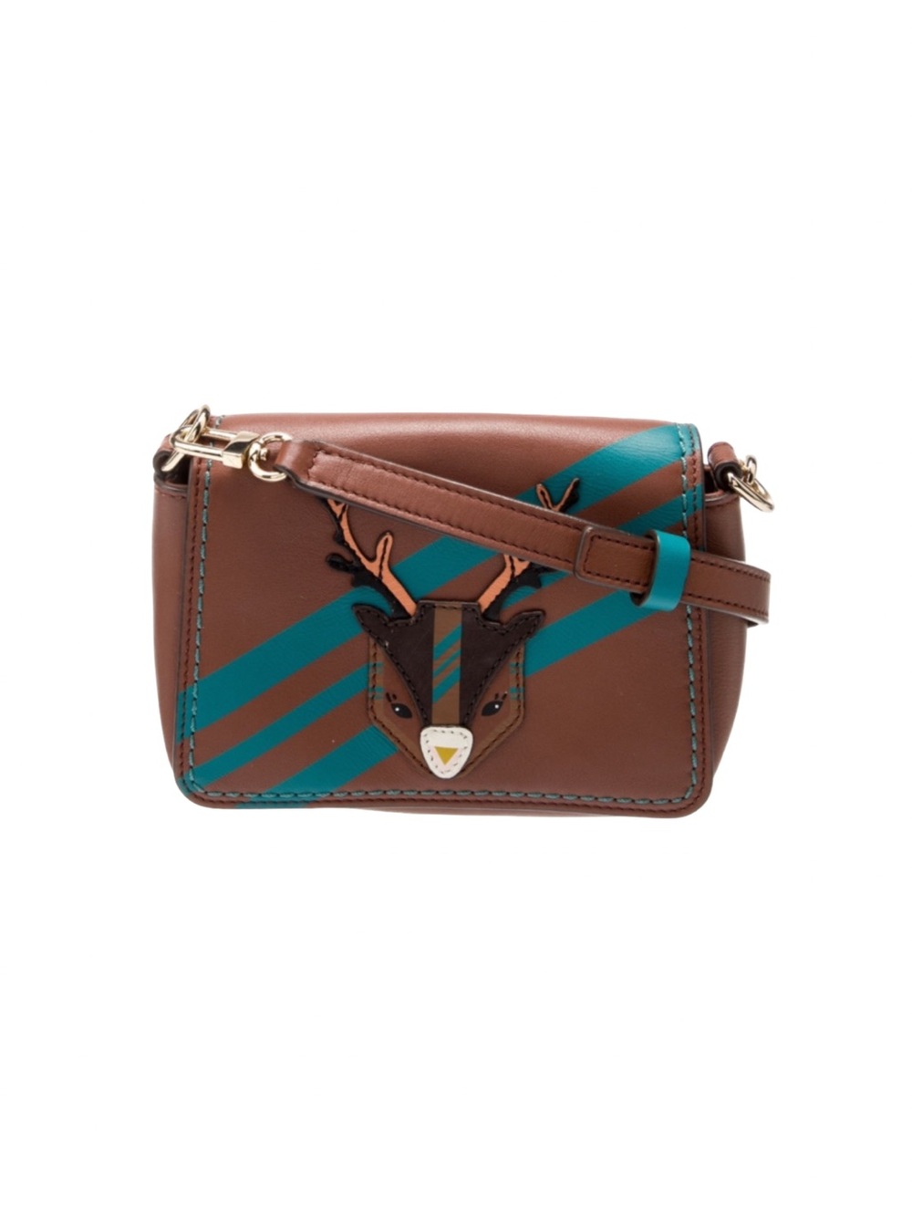 Tory Burch Ruth The Reindeer Micro Brown Leather Crossbody Bag Novelty